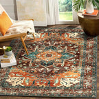 Yamaziot 6x9 Large Area Rug, Non-Slip Washable Boho Vintage Living Room Rug - Image 3