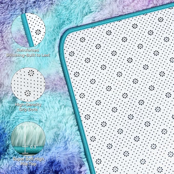 Deerhoo Shag Area Rug, 4 X 6 Tie-Dyed Plush Fuzzy Rugs - Image 4