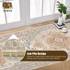 Washable Area Rug 2'6'' x 8' Vintage Traditional Persian Mat - Image 5