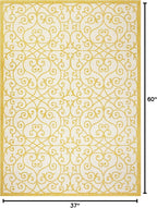JONATHAN Y Vintage Filigree Indoor Outdoor Area Rug 3X5 Cream/Yellow, Madrid - Image 2