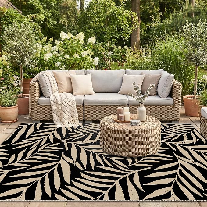 Smiry Outdoor Rug 5x8 ft, Waterproof Reversible Plastic Straw Rugs, Outdoor - Image 5