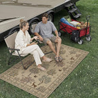 HUGEAR 3x5 Jute Outdoor Indoor Rug Washable Linen Textured Weave High Traffic by HUGEAR