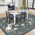Soalmost Dog 6x9 Area Rugs for Living Room, Machine Washable Animal Floral - Image 2