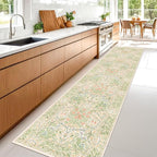 Washable Beige Green 2x10 Runner Rug - Image 4