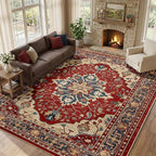 RELEANY Area Rugs Large 10'x12' Washable Non-Slip, Floral Vintage Distress - Image 2