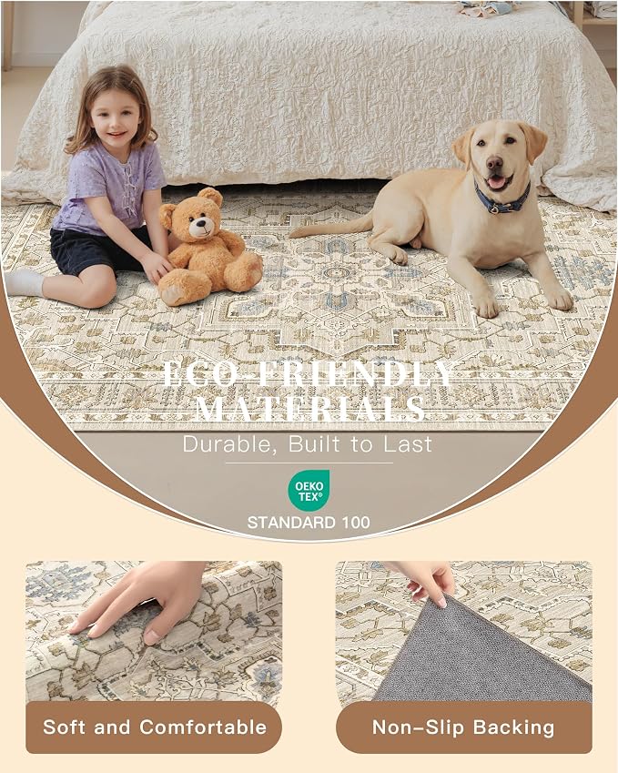 Madane 6x9 Area Rugs for Living Room, Stain Resistant Washable Rugs, Non-Slip - Image 5