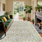Vintage Beige Blue Living Room Rug, 6x9 Washable Area Rugs by Unknown