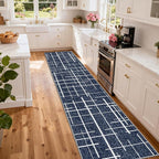Non Slip Hallway Runner Rug 2.6x12, Modern Distressed Stripe, Washable Extra - Image 3