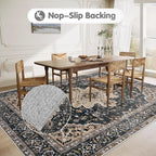 Area Rugs 5x7 Vintage Rug: Washable Living Room Rug Retro Medallion Distressed - Image 5