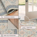 Hazo Haus Natural Red Blue 2'6"x8' Hallway Runner Rug, Boho Kitchen Floor Mat - Image 5