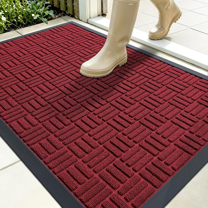 OLANLY Front Door Mat Outside Entrance 35x23, Heavy Duty Sturdy Natural Rubber by OLANLY