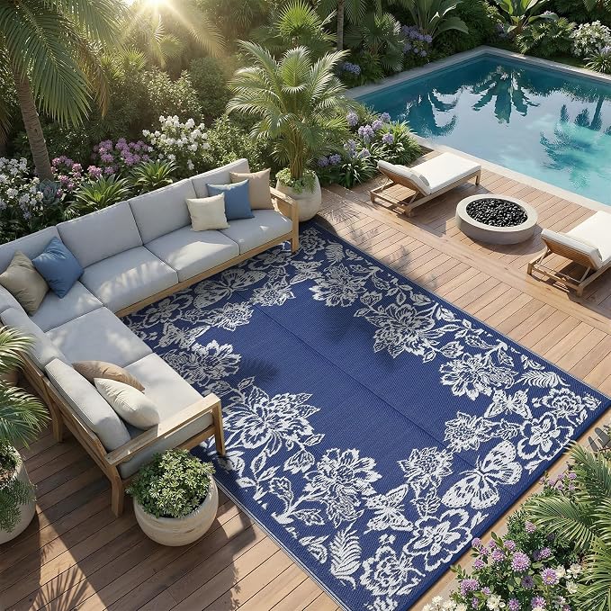 Garvee 5’x8’ Waterproof Patio Outdoor Rug, Outdoor Plastic Straw Rug - Image 8