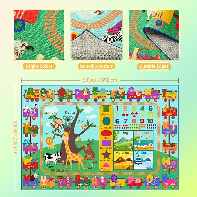 Maxsoft Kids Rug for Playroom, Educational 6x9 Play Mat for Classroom, Washable - Image 9