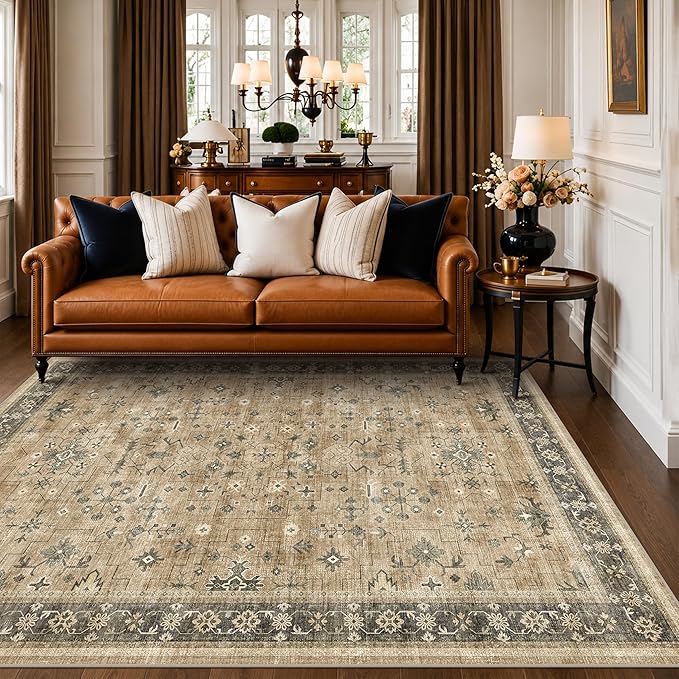 Hazo Haus Rustic Taupe Area Rug 5x7 by HazoHaus