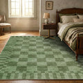 GarveeHome Moss Green Checkered Rug, Washable 3x5 Rug Non Slip by GarveeHome