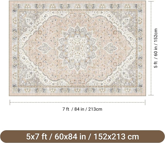 befbee 5x7 Area Rugs for Living Room, Stain Resistant Washable Rug, Non-Slip - Image 2