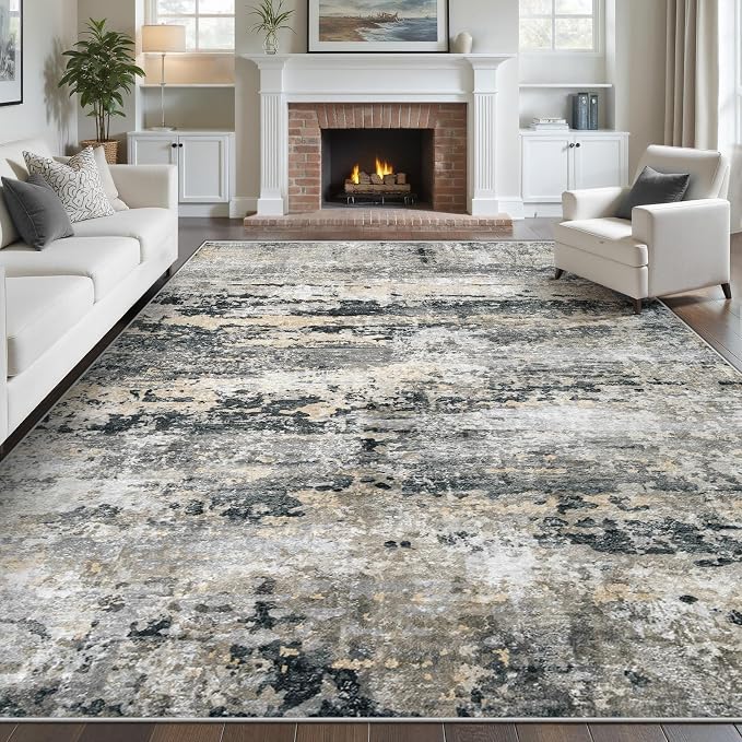 pmtsns Area Rugs 10x14 Living Room: Washable Rug Modern Abstract Neutral Soft by pmtsns