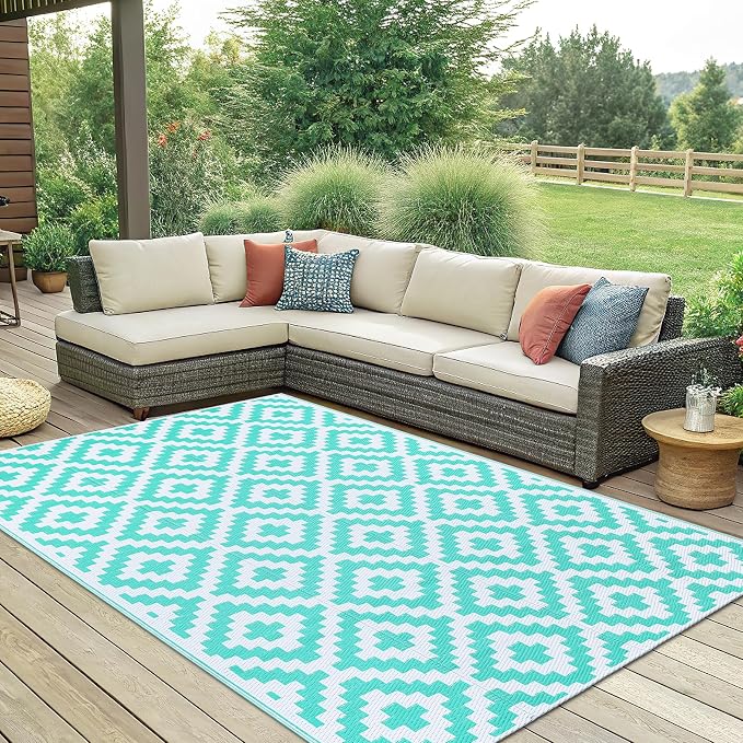 Smiry Waterproof Outdoor Rug 6x9 ft, Reversible Plastic Straw Patio Camping Rugs - Image 7