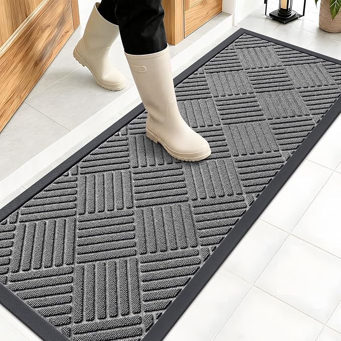 OLANLY Front Door Mat Outside Entrance 47x17, Heavy Duty Sturdy Natural Rubber by OLANLY