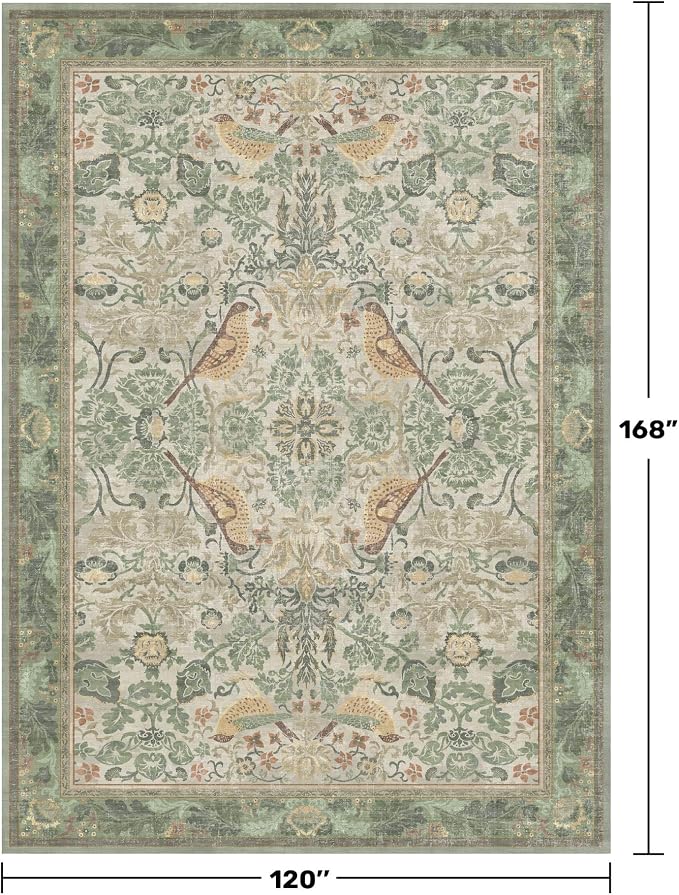 Floral Washable Large Rugs for Bedroom 10x14 - Image 2