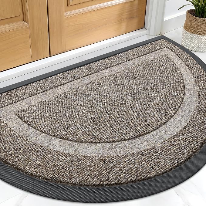 OLANLY Half Circle Door Mat Indoor Outdoor Entrance Welcome, Waterproof by OLANLY
