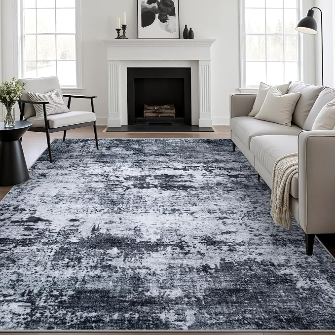 10x12 Area Rug Living Room Rug: Washable Modern Abstract Soft Thin Rug Indoor by FXRHLP