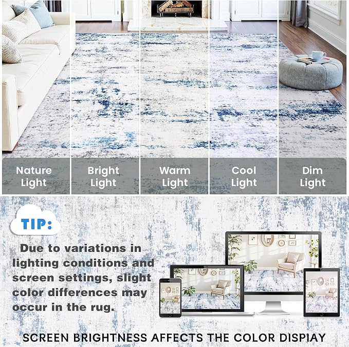 Area Rug Living Room Rugs: 8x10 Large Soft Indoor Carpet Modern Abstract Rug - Image 10