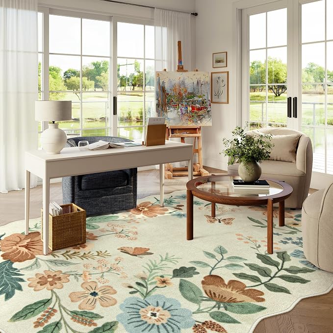 Lahome Floral Washable 6x9 Area Rugs, Soft Bedroom Rug - Image 2