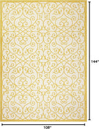 JONATHAN Y Vintage Filigree Indoor Outdoor Area Rug 9X12 Cream/Yellow, Madrid - Image 2
