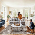 5x8 Washable Living Room Area Rug Modern Neutral Abstract Rug - Image 9