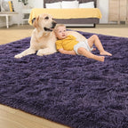 Tepook 4x6 Area Rugs for Living Room, Soft Fluffy Shag Gray Purple Rug for - Image 4
