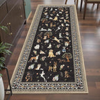 Black Floral Dog Rug Runner, 2x5 Washable Kitchen Mat Ultra-Thin Soft, Non-Slip - Image 4
