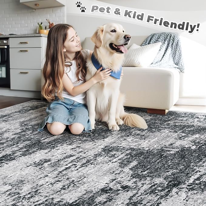 pmtsns Area Rugs 8x10 for Living Room: Washable Rug Modern Abstract Neutral - Image 5