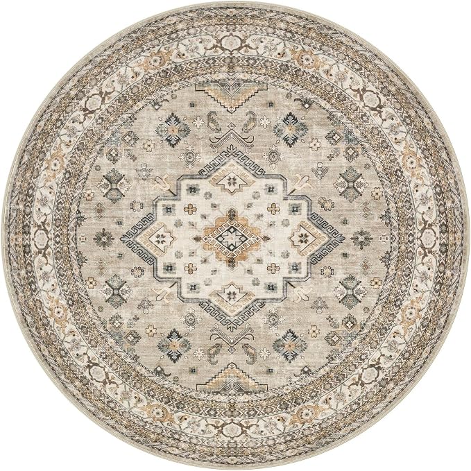 8ft Round Vintage Living Room Area Rug - Image 7
