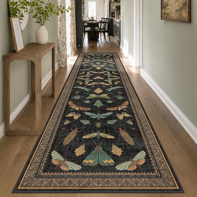 Green and Black 3x12 Long Runner Rugs by HazoHaus