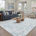 6x9 Fluffy Area Rug Blue Shag Neutral Carpet by WondRg