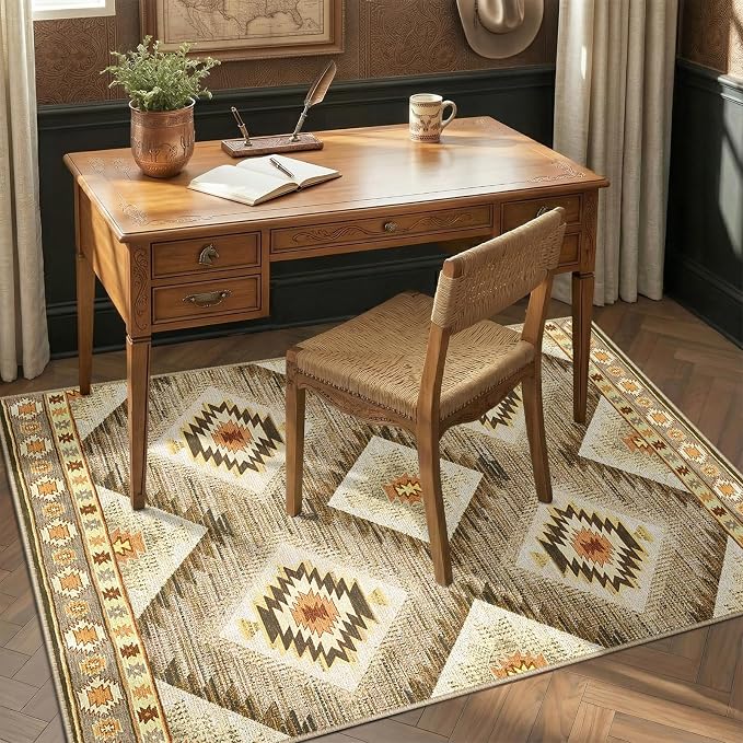 BESTSWEETIE Area Rug 4x6 Rug Machine Washable Non-Slip Low Pile Print Pattern - Image 2