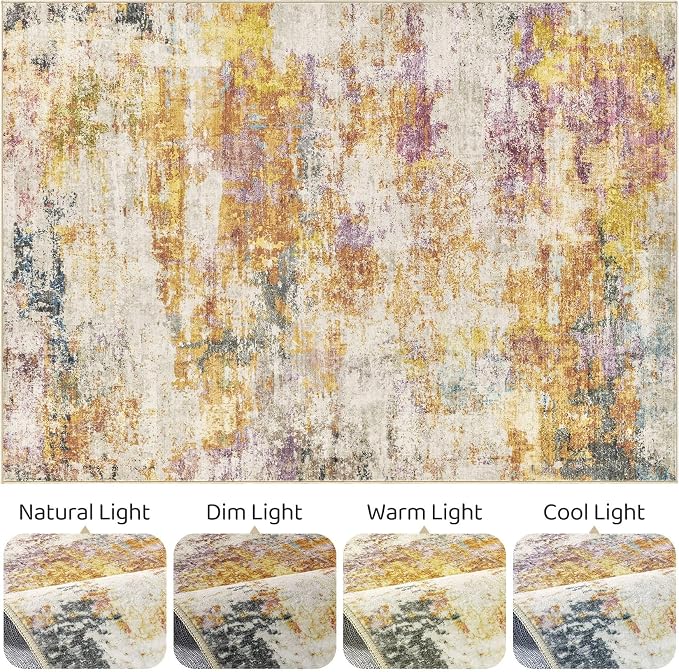 10x13 Area Rug Living Room: Washable Large Abstract Modern Soft Stain Resistant - Image 9