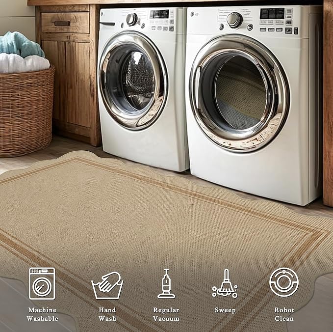 Easy Jute Kitchen Rug 2x3 Front Door Mat Washable Non Slip Entryway Rug - Image 7