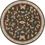 Mushroom Insect 5ft Round Rug Washable Non-Slip Soft Ultra-Thin Small Boho - Image 5