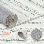 Nakagishi Green Rug Living Room 5x8: Washable Boho Large Neutral Farmhouse Soft - Image 3