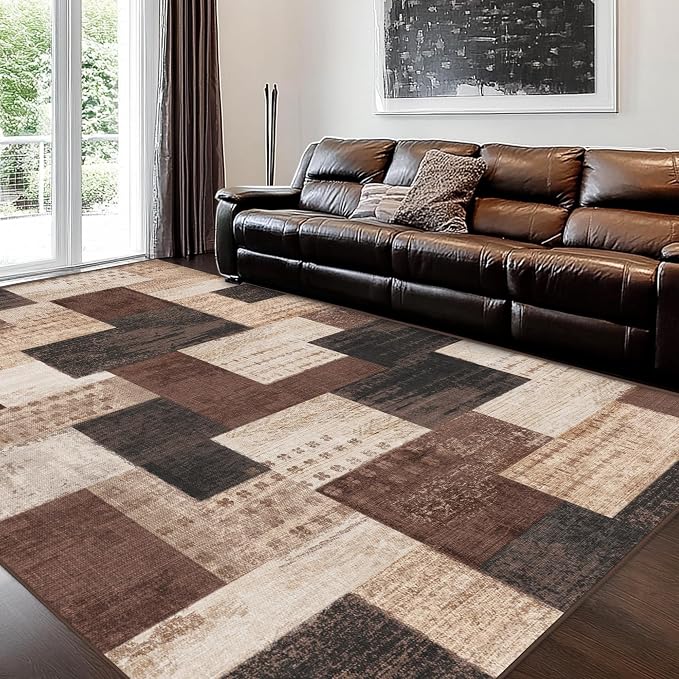 Modern Geometric Patchwork Indoor Area Rug - Image 3