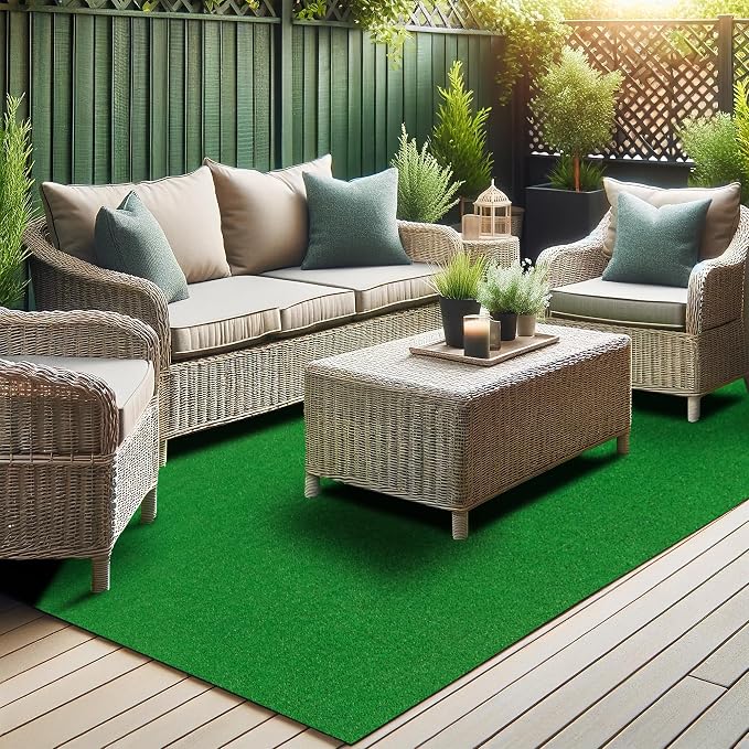 Ottomanson Artificial Grass Rug Lite 5'3" x 8'2", Fake Grass Carpet by Ottomanson