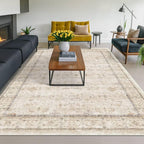 Hazo Haus Ivory 5x8 Area Rug for Bedroom, Home Office, Washable Non Slip by HazoHaus