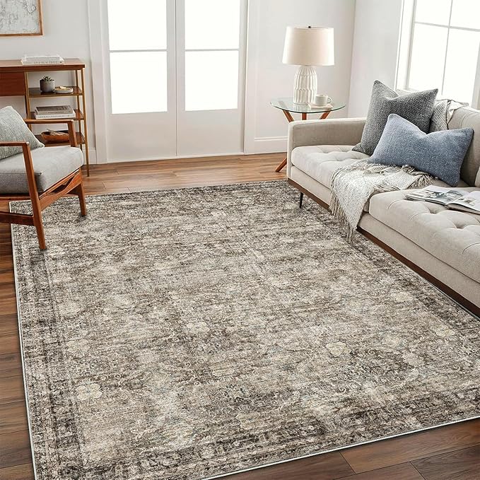 CHAMPLANT Washable Area Rug 9'x12' Retro Boho Design Non-Shedding Easy Care - Image 2