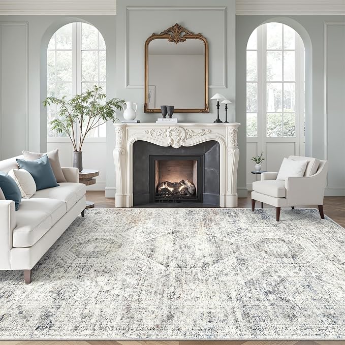 Soalmost Area Rug 10x12 Vintage Washable Living Room Large Carpet Non Slip by Soalmost