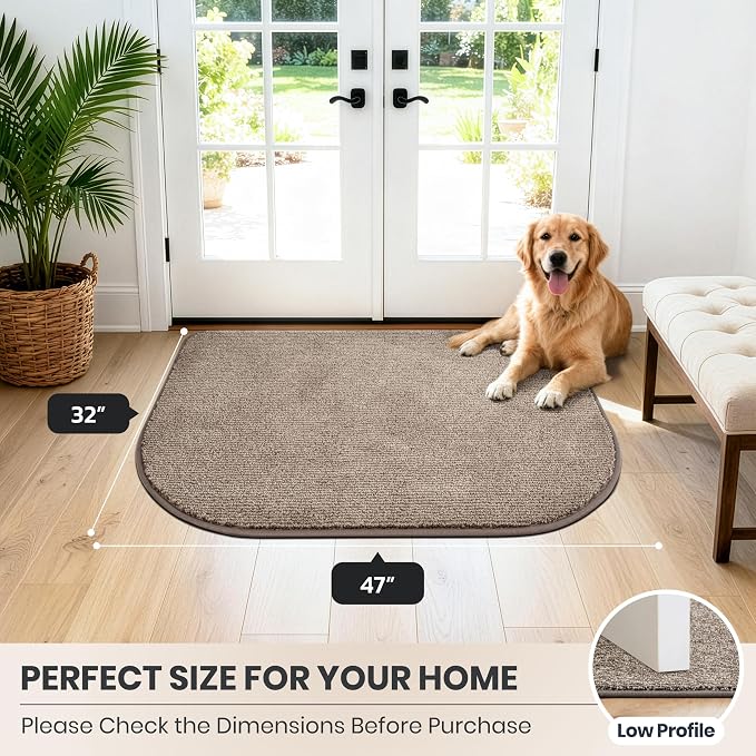 PURRUGS Dirt Trapping Door Mat Half Round 32" x 47", Non-Slip Machine Washable - Image 8