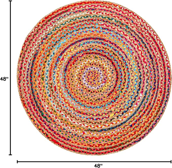 Hausattire Bohemian Braided Rug 4' Round - Image 2