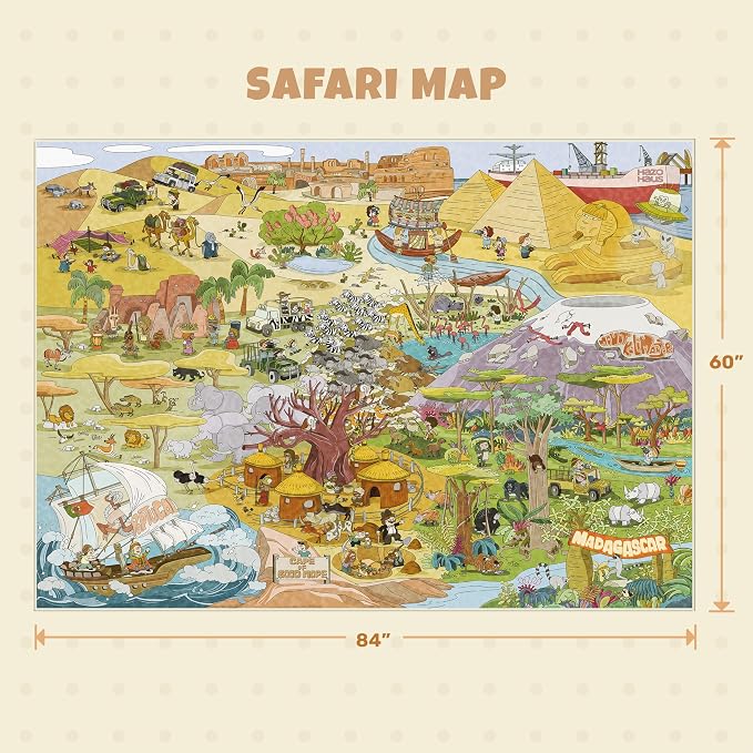 Desert Adventure Kids Rug 5x7 – Safari Animal Map Carpet - Image 2