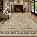 Natural Earthy 7x9 Area Rug for Living Room, Washable Bedroom Carpet, Oriental - Image 8